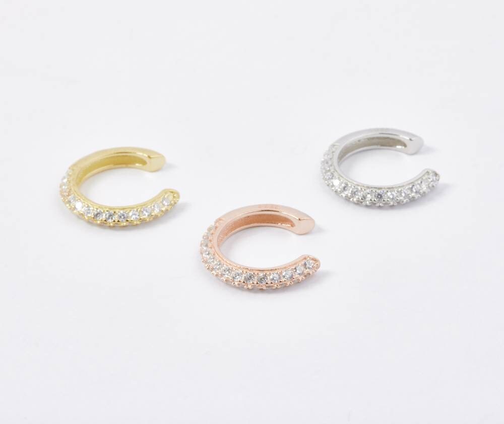 Ear Cuff-Ear Cuffs-Helix-Conch-Fake Piercing-Ohrmanschette-925er Silber-Silber-Gold-Rosegold-Zirkon