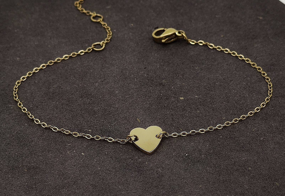 Feines Armkettchen mit Herz-Freundschaftsarmband-Partnerarmband-Trauzeugin-Brautjungfer-Beste Freundin-Edelstahl-Gold-Rosegold-zart-zierlich