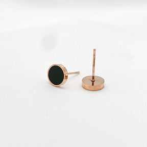 Ohrstecker, Ohrringe, Elegant, Edel, vergoldet, Edelstahl, Rosegold, schwarz, minimalistisch, schlicht, geometrisch, Enamel