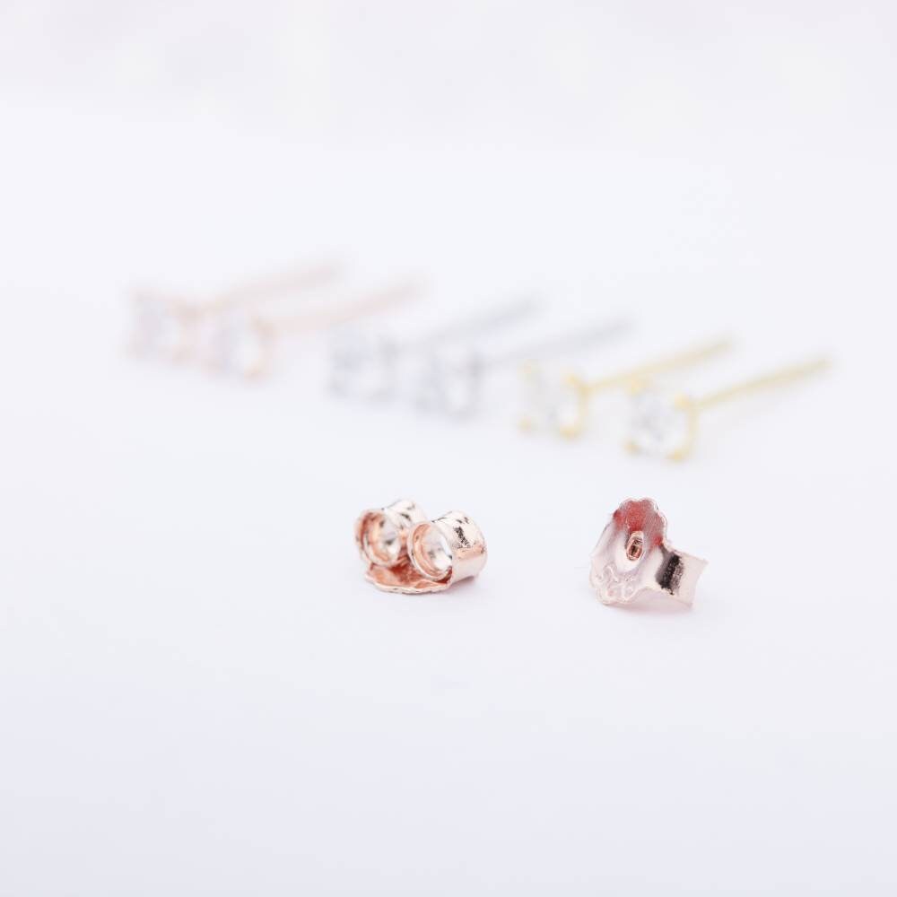 1 Paar mini Ohrstecker-zart-schlicht-Zirkon-925er Silber-Gold-Silber-Rosegold-minimalistisch-Hochzeit-Helix-Tragus