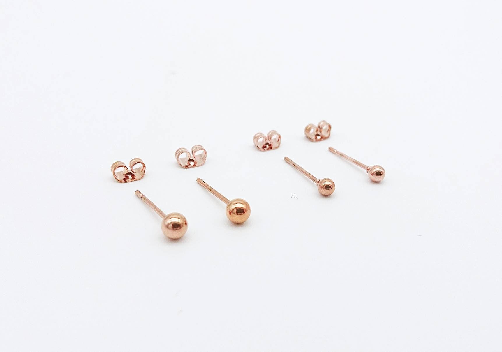 1 Paar Ohrstecker, Rosegold, Edelstahl, vergoldet, minimalistisch, Perlenohrstecker, Kugel