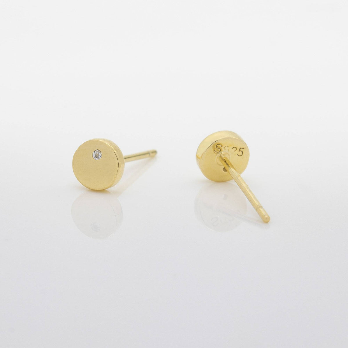 1 Paar zarte Ohrstecker-Plättchen-Disc-filigrane Ohrstecker-minimalistisch-geometrisch-Kreis-Zirkon-925er Silber-Gold