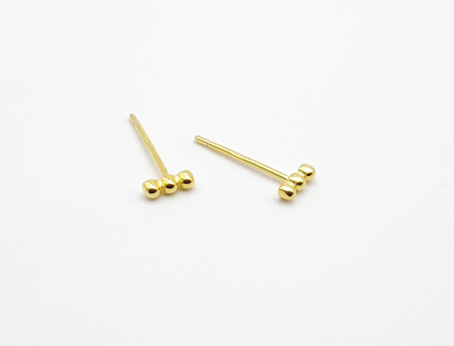 1 Paar zierliche Ohrstecker-Stapelohrstecker-mini-zart-fein-minimalistisch-geometrisch-925er Sterling Silber-Gold-vergoldet