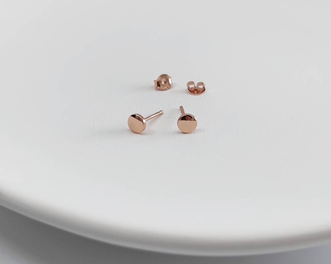 1 Paar simple Ohrstecker-Roségold-925er Silber-vergoldet-mini-Plättchen-Dots-zart-fein-filigran-zierlich