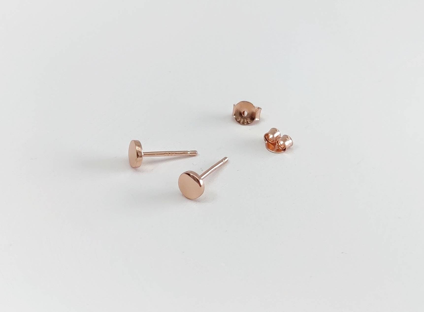 1 Paar simple Ohrstecker-Roségold-925er Silber-vergoldet-mini-Plättchen-Dots-zart-fein-filigran-zierlich