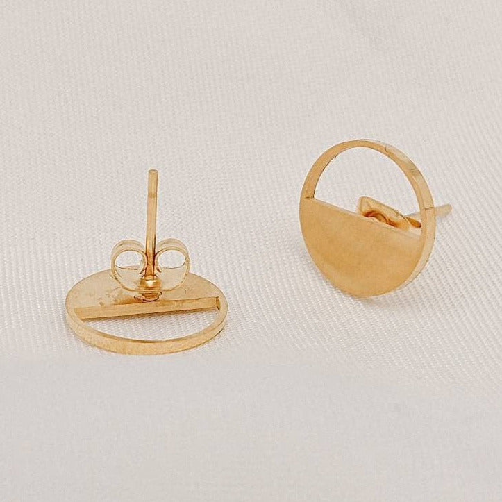 1 Paar schlichte Ohrstecker-geometrisch-filigran-Edelstahl-Gold-gebürstet-matt-Kreis